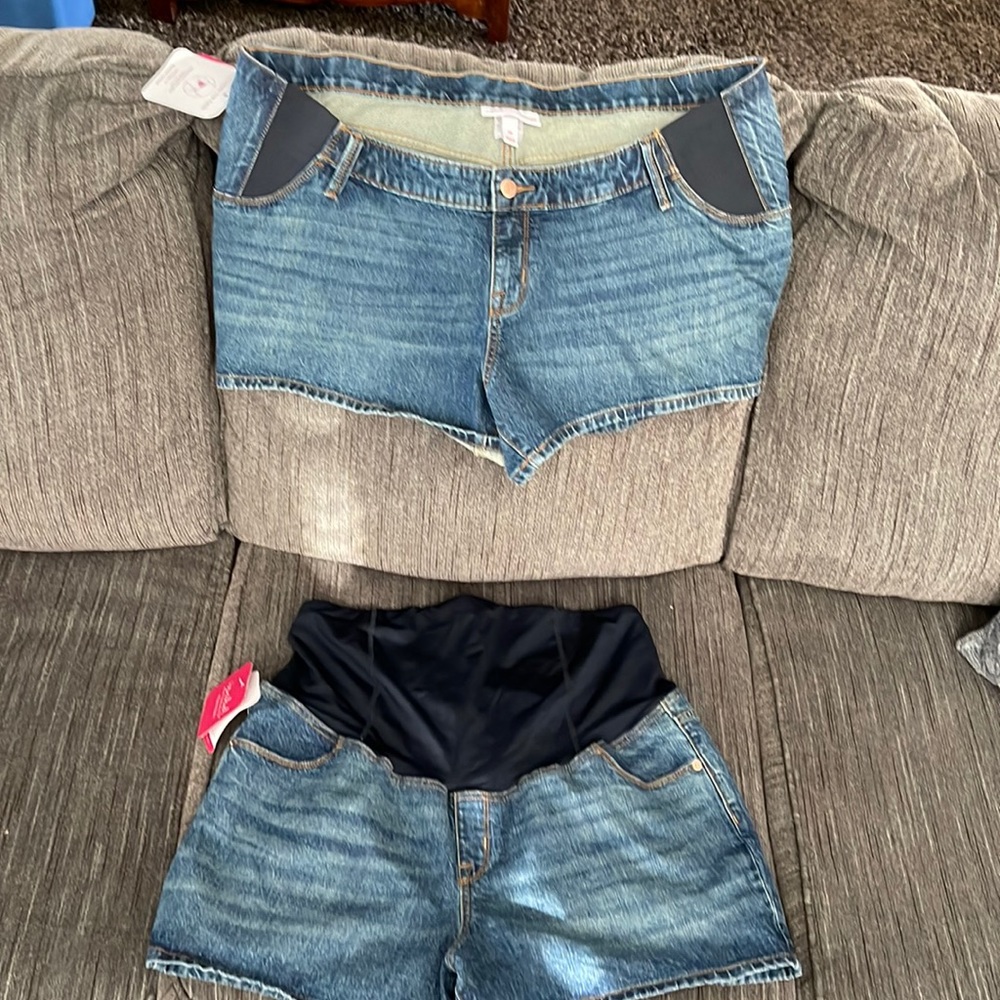 2 pair -Maternity jeans shorts size 16